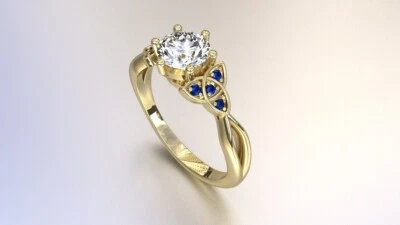 Anillo Cruz Celta Oro 14K Único - Diamante Natural 0.7Ct y Esmeraldas Naturales Foto 1 de 4