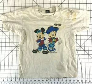 Vintage 80s 90s Mickey Minnie Mouse Kids Youth Florida Beach Surf T Shirt Disney - Picture 1 of 10