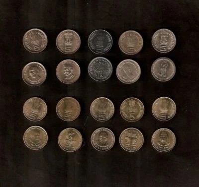 SET INDIA 5 RUPEES 2003-2010 COMMEMORATIVE UNC 10 DIFFERENT COIN COLLECTION ASIA - Image 1 of 2