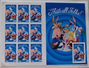 Porky Pig "That's All Folks" Loony Tunes #3534 Full sheet MNH - Picture 1 of 1