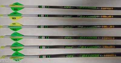 6 Gold Tip Hunter XT 7595 340 Carbon Arrows Custom White Dip Crest/Blazer Vanes - Image 1 of 4