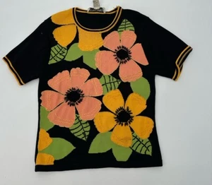 Victoria Harbour Vintage Pullover Damen L schwarz Strick Pailletten Applikation elegant - Bild 1 von 5