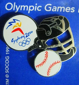 SYDNEY OLYMPIC GAMES 2000 SPORTS EQUIPMENT SERIES SOFTBALL FACE MASK PIN - Picture 1 of 1
