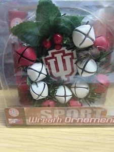 University of Indiana Strumpfhalter Mini 3 Zoll Kranz Feiertag Ornament mit Glocken - Bild 1 von 1