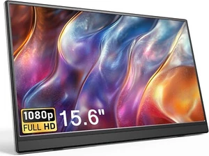 Portable Monitor 15.6" FHD 1080P IPS, USB-C/HDMI, Built-in Stand, Display for La - Picture 1 of 6
