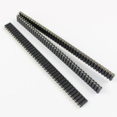 25Pcs 2.54mm Pitch 40 Pin Female Single Row Round Hole Header Strip PH:7mm - Image 1 of 4