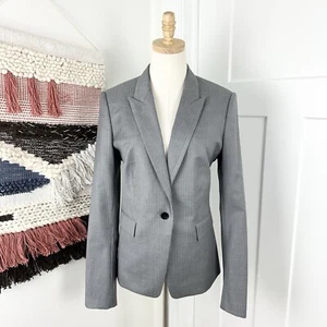 BOSS Hugo Boss Jelenna Nadelstreifen Wolle Einreiher Blazer Anzug Sakko Grau 10 - Bild 1 von 14