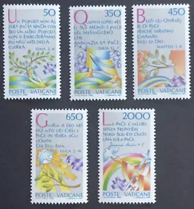 Vatican City - 1986 set of 5 Stamps - Int'l Peace Year Scott #768-72 - Picture 1 of 2
