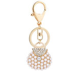 Cute Pearl Handbag Keychain with Rhinestones for Purse Decoration