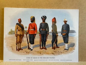 Richard Simkin Military art print Boneo, Malay, Mauritius, Hong Kong regiments - Picture 1 of 2