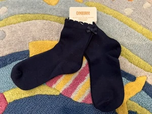 NEW Gymboree 2 Pairs Girls Small Navy Bow Socks Bright Basics 2015 NWT Uniform - Picture 1 of 7