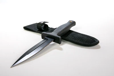 Black Tactical Spear Point Belt/Boot Knife 9" OA Combat + Nylon Sheath - Image 1 of 4