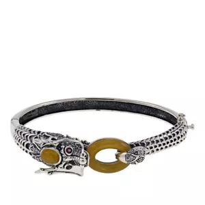 Jade of Yesteryear Yellow Jade, Ruby and CZ Dragon Bracelet, 7" - Picture 1 of 4
