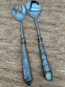 Pottery Barn India Silver Seashell Servers, Beach, Seashore, Salad Server; 14" - Picture 1 of 6