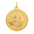 Natural Diamond Zodiac Sign Scorpio Charm Pendant 14K Yellow Gold Jewelry