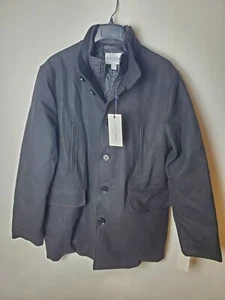 Cole Haan Men's Size M Wool Twill Stand Collar Topper with Nylon Bib Coat Black - Picture 1 of 15