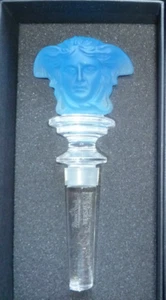 Rosenthal Versace NEW Glass Crystal Ice Blue Wine Bottle Stopper Boxed Authentic - Picture 1 of 15