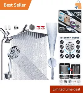 Elegant 12'' Rainfall Shower Head with Handheld, 8 Modes & Self-Cleaning Nozzles - Picture 1 of 9