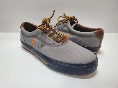 Zapato con cordones de lona gris/azul/naranja Polo Ralph Lauren Vaughn para hombre - talla 8D Foto 1 de 4