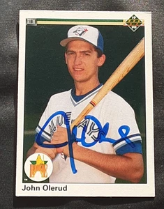 JOHN OLERUD BLUE JAYS SIGNED AUTOGRAPHED 1990 UPPER DECK ROOKIE BASEBALL CARD - Picture 1 of 2