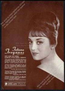 1964 Tatiana Troyanos photo opera singing recital tour booking vintage print ad - Picture 1 of 7