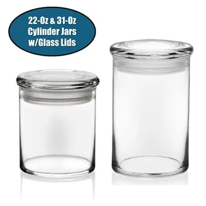 LIBBEY 22 OZ & 31 OZ CANDY HERBS STORAGE DISPLAY JAR SET WITH SEALED GLASS LIDS - Picture 1 of 4