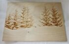 Pyrography A4 Picture Snowy Alpine Forest Laser Etched Plywood 