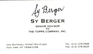 Sy Berger 1952 Topps Designer Autographed Signed Business Card DECEASED - Picture 1 of 1