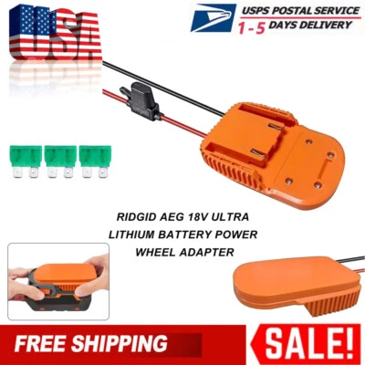 Power Wheels Adapter for Ridgid for AEG 18V li-ion Battery Dock Power 12 Gauge
