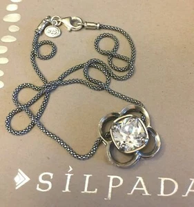 SILPADA N1411 925 Sterling Silber Popcorn Kette groß CZ Anhänger Halskette  - Bild 1 von 12