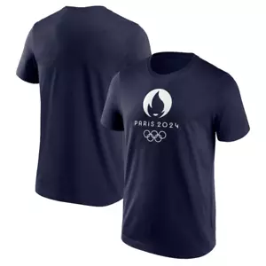 Camiseta de los Juegos Olímpicos de París Para Hombre Top Pop Out Logo Gráfico Azul Marino - Nueva - Imagen 1 de 3