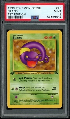 1999 Pokemon Fossil Unlimited 1st Edition Ekans #46 46/62 PSA 9 Fresh Grade! - Image 1 of 2