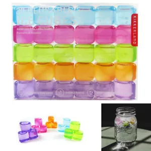 30 Kikkerland Reusable Ice Cubes Square Plastic Pure Water Cooling Drinks Colors - Picture 1 of 1