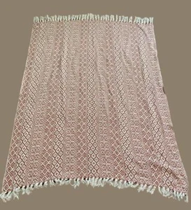 Celerie Kemble Brown Geometric Woven Ethnic Decorative Tapestry Throw 64" x 47" - Picture 1 of 5