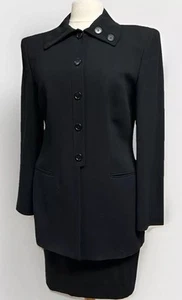 3-Piece GIORGIO ARMANI/A MILANO BORGONUOVO 21 Pure Wool Black Suit 46/12 - Picture 1 of 21