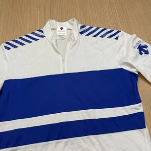 Descente Radtrikot Erwachsene XL blau weiß Made Japan 1/4 Reißverschluss - Bild 1 von 9