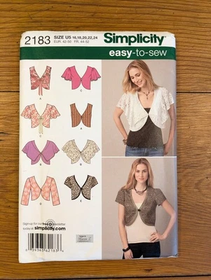 Simplicity 2183 Misses Vest/Jacket Uncut Sewing Pattern U5 16-24 - Image 1 of 3