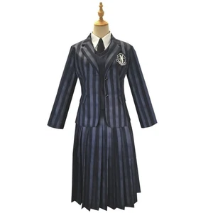 The Addams Family Wednesday Adams Dress School Uniform Halloween Costume Cosplay - Picture 1 of 5