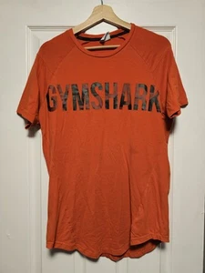 Gymshark Orange Logo T Shirt Curved Bottom Sz M - Picture 1 of 5