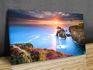 Impresión en lienzo montada en Cornualles del Cabo de Tierras Fin, Landmark Inglés lista para colgar - Imagen 1 de 9