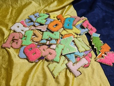 Iron On Small Chenille Varsity Letters Lot of 50+ - Image 1 of 3