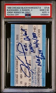 1988 JEREMY ROENICK AUTO ~TURCOTTE~GRANATO NHL DEBUTS TICKET 10/6 PSA 2 AUTO 10 - Picture 1 of 14