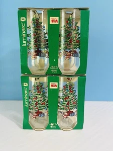 NOS VTG Luminarc Christmas Tree Holiday Drinking Glasses~8 Set Of Tumblers 16 oz - Picture 1 of 13