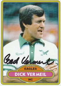 FORMER PHILADELPHIA EAGLES HC & HOF LEGEND DICK VERMEIL SIGNED CUSTOM CARD RARE - Picture 1 of 2