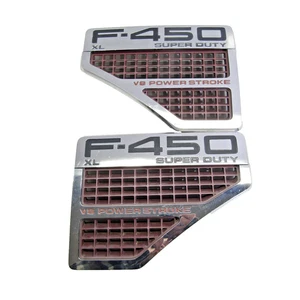 2008-2010 Ford F450 F-450 Fender Badge Emblem Set Driver Passenger OEM Red XL - Picture 1 of 7