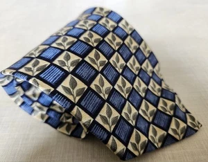 Vintage Charleston Tie Rack Silk Tie Gold, Blue & Green Geometric Floral Pattern - Picture 1 of 7