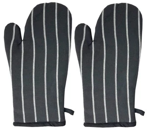 2pcs Butcher Stripe Oven Glove Mitts Padded Insulated Heat Resistance Pot Holder - Picture 1 of 2
