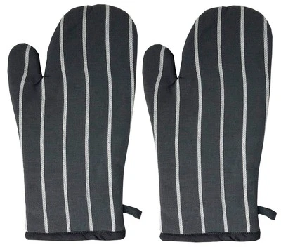 BPS HOME 2pcs Butcher Stripe Oven Glove Mitts Padded Insulated Heat Resistance Pot Holder