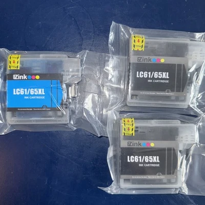 SET of 3 EZink Cartridges LC61/65XL BLACK and CYAN Ink Brother MFC Inkjet - Image 1 of 3