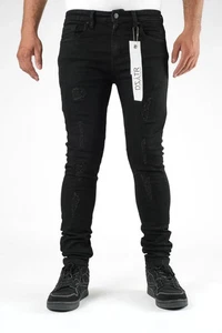 Neu Disaster Super Stretch Denim - Slim Fit - Jet Black Größe 34x32 Brandneu! - Bild 1 von 2